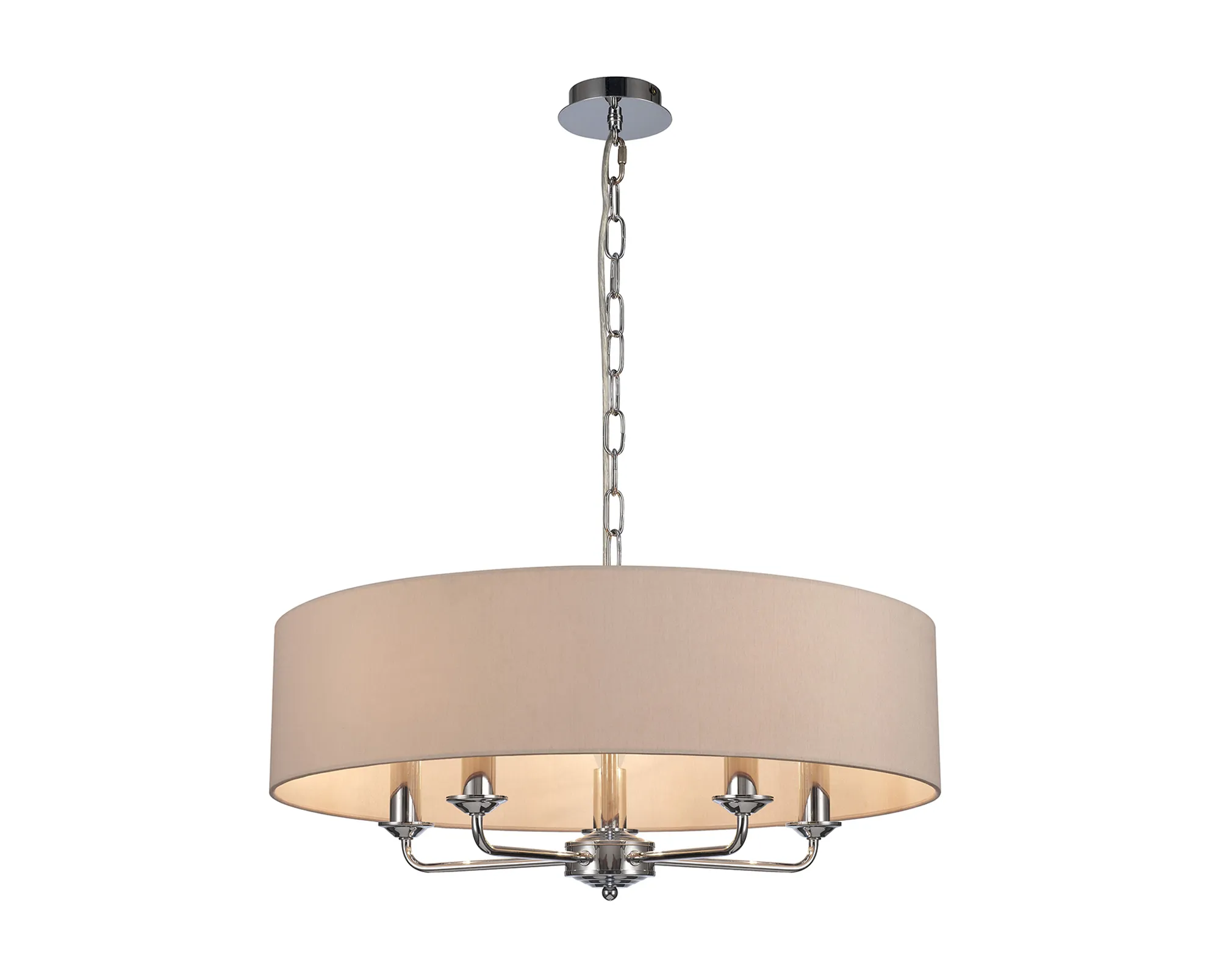 Banyan 60cm 5 Light Pendant Polished Chrome; Nude Beige/Moonlight